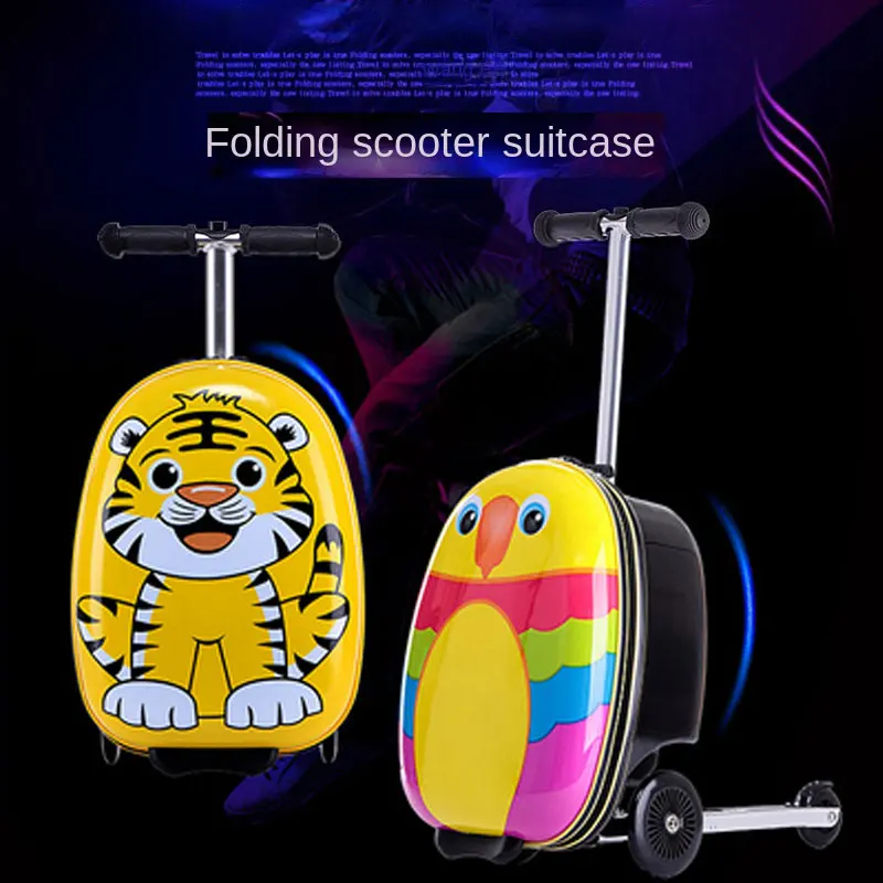 Cute Luggage Children's Scooter Folding Trolley Box Baby Suitcase Student Cartoon Bag 18