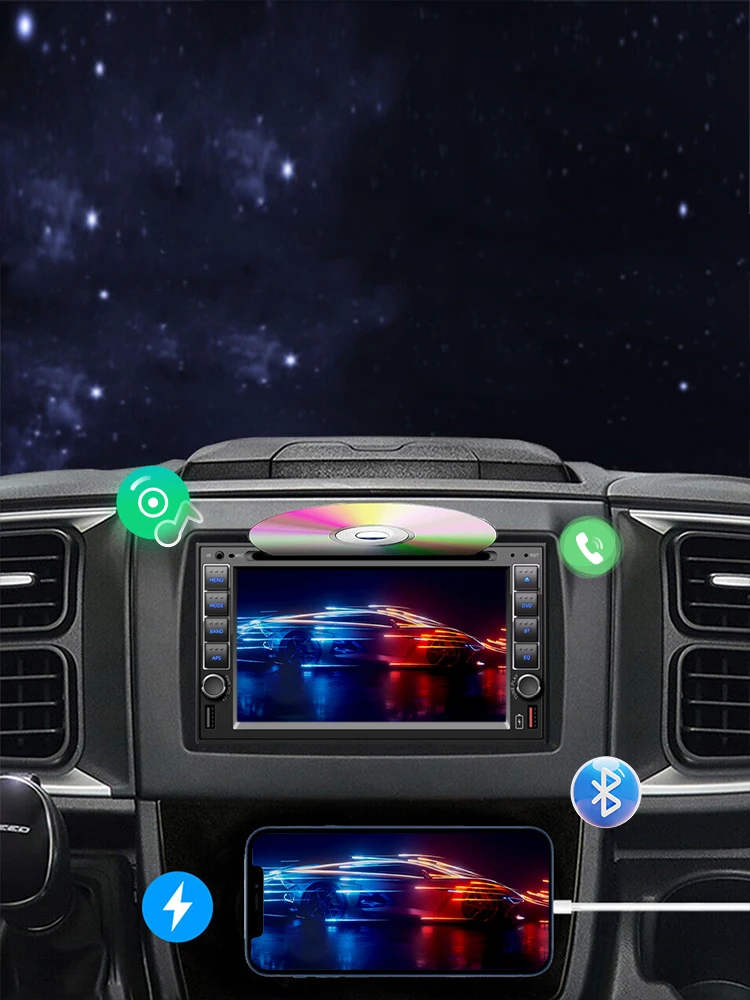 

7" Bluetooth Car Radio USB/SD/AUX Autoradio Remote control Touch Screen Stereo 2 Din Radio Cassette Player DVD Player