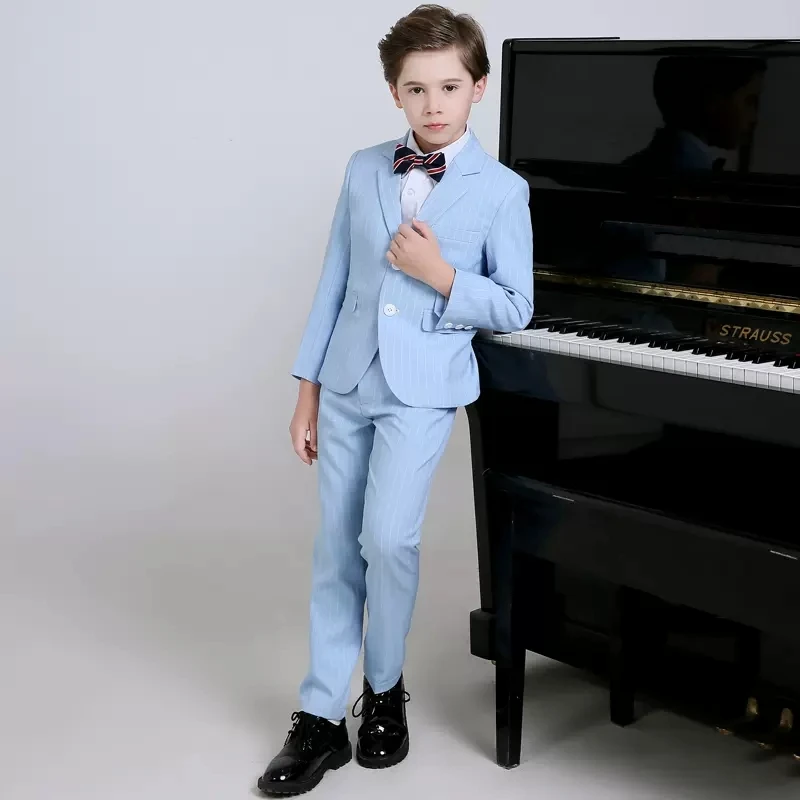 

Teenager Kids Tuxedo Costume Children Luxurious Piano Photograph Suit Flower Boys Jacket Vest Pants Bowtie 4PCS Wedding Dress