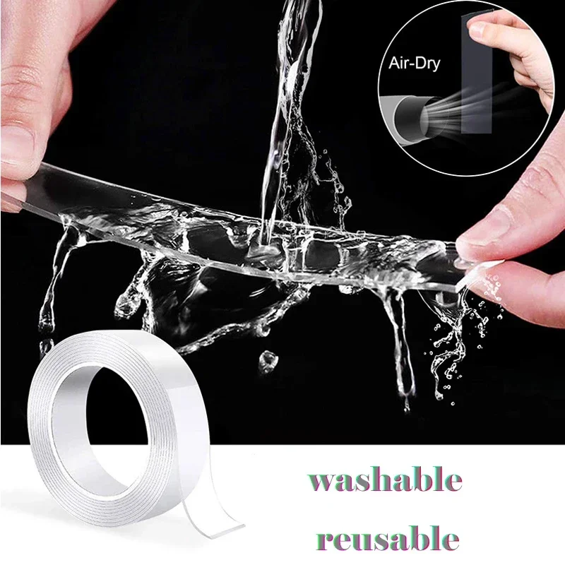 Waterproof Double Side Tape Transparent Adhesive Tape 1M/3M/5M Home Tapes Stationery Office Supplies 2