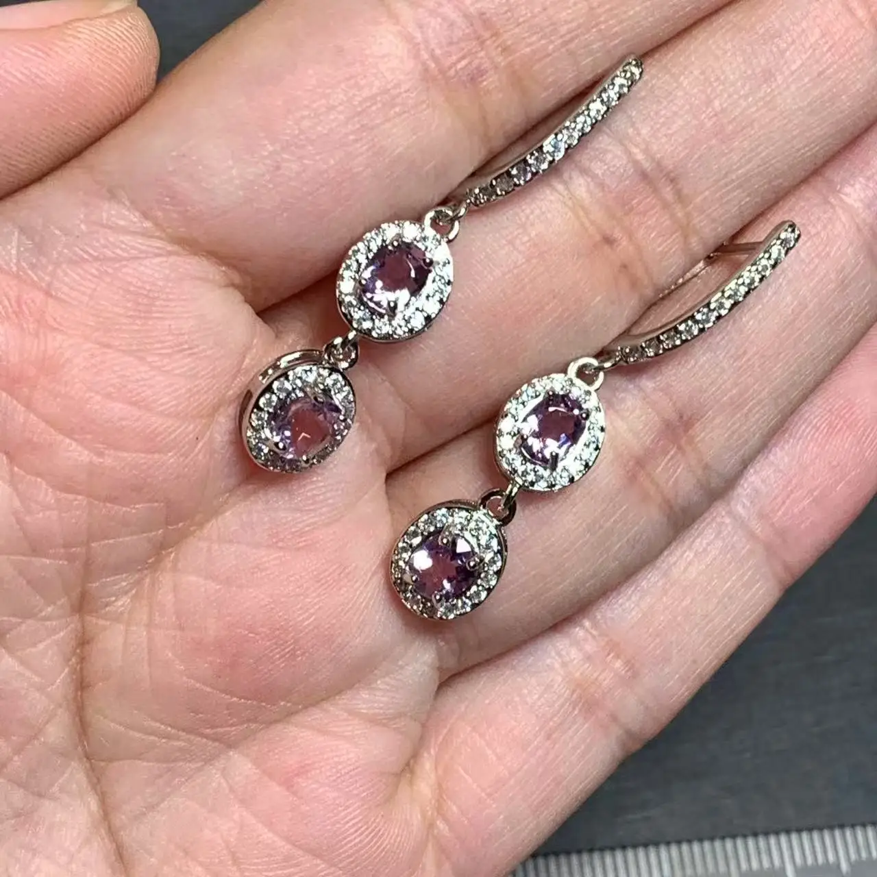 Natural amethyst HOOP Earrings for women Jewelry Gift PURPLE Prevent allergy gem jewelry Genuine Stone GIFT