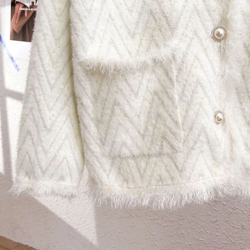 Women's O-Neck Knitted Coat, Casual Versatile Outerwear, Stylish Loose Top, Large Size, Autumn, Winter, New, 2024