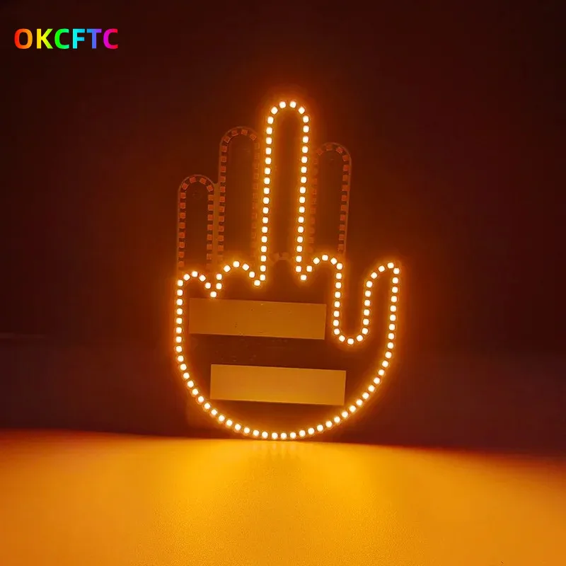 Funny Car Finger Light Remote Road Rage Signs Middle Finger Gesture Light Auto Amber Middle Warning Brake Light led car lights