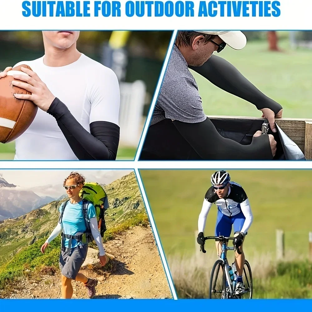 Unisex Arm Sleeves for Men Women Breathable Sweat-absorbing Sleeves Sports Sleeves UV Sun Protection Arm Cover Ice Silk Sleeves
