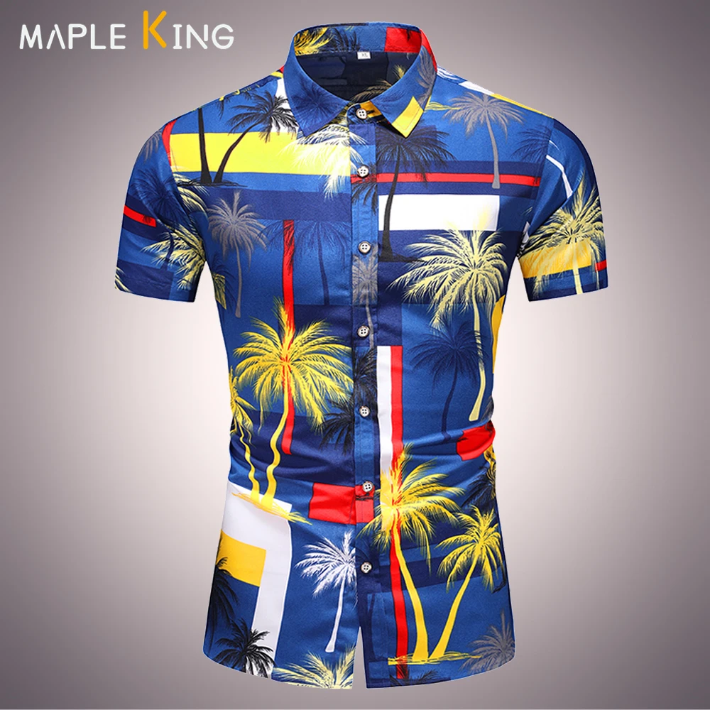 

Summer Beach Shirt for Men Hawaiian Clothes 2023 Fashion Coconut Tree Print Camisas Masculinas Mens Vintage Casual Blouses Tops