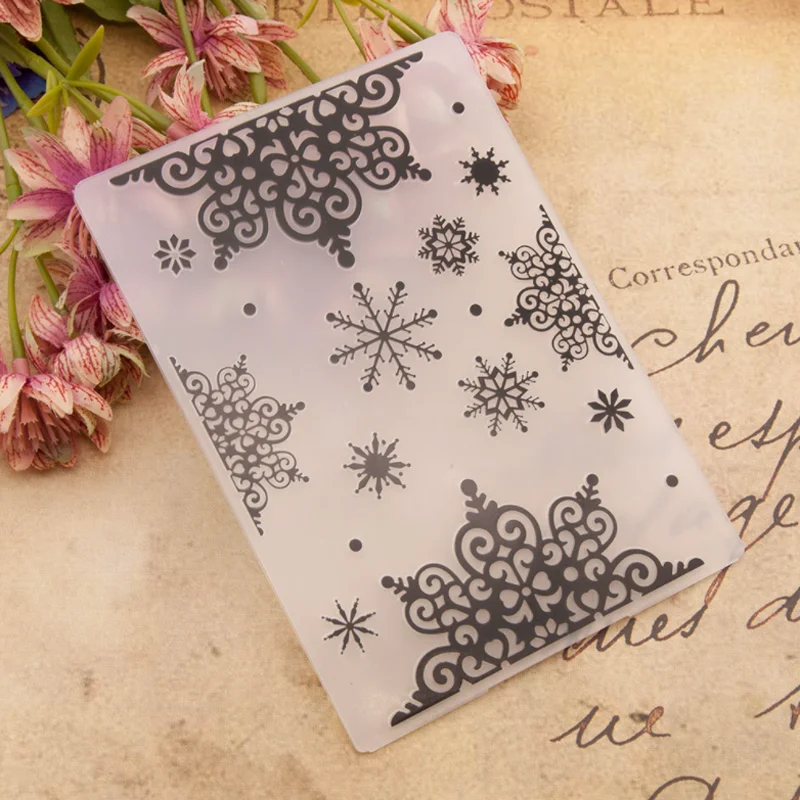 

Snowflake Lace Embossing Folders Plastic Bump Template DIY Scrapbook Decora Indentation Cake Album Card Make Stencil Reusable