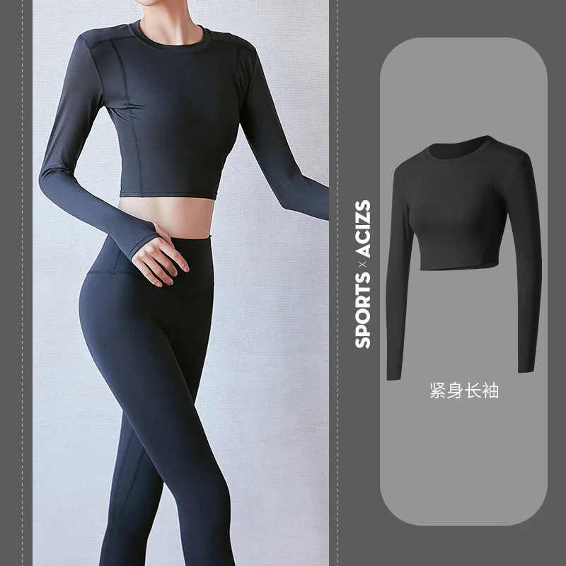 Women Yoga Bras Sports Top Clothes Long-sleeve T-shirt With Chest Pad Half  Short Outdoor Running Slim Clothes - Yoga Shirts - AliExpress