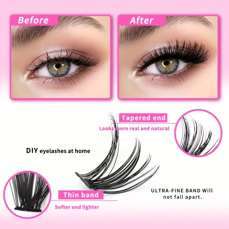 Eyelash Extension Kit 640Pcs 304050D Lash Clusters D Curl 9-16mm Individual Lashes With Bond and Seal Tweezers and Brush lash extension kit fake eyelashes eyelash set