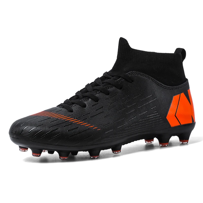 Men Soccer Shoes Adult Kids TF/FG High Ankle Football Boots Grass