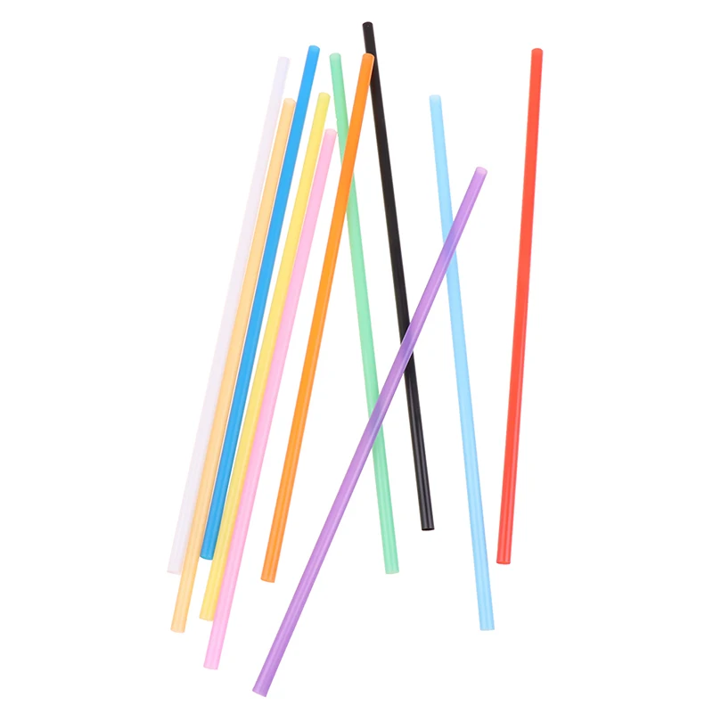 100 Pieces 6*260mm Plastic Straws Drink Juice Straws Children\'s DIY Handmade Flat Mouth Straight Tube Straws