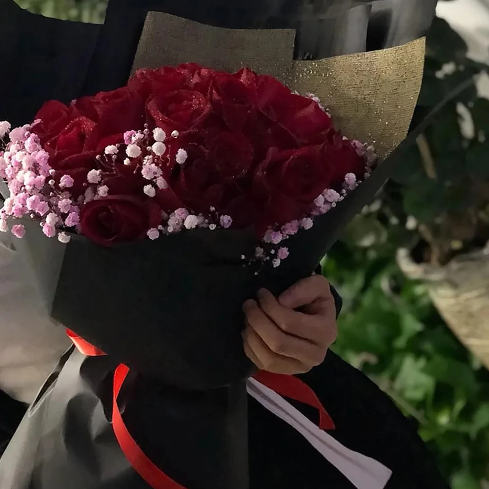 블랙 크래프트 종이 롤 선물 포장지, 꽃 장식 장식 포장, 꽃다발 재생 포장