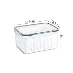 Enhanced Refrigerator Storage Box and Fridge Organizer for Fresh Produce with Drain Basket for Kitchen and Pantry Storage (850ML)