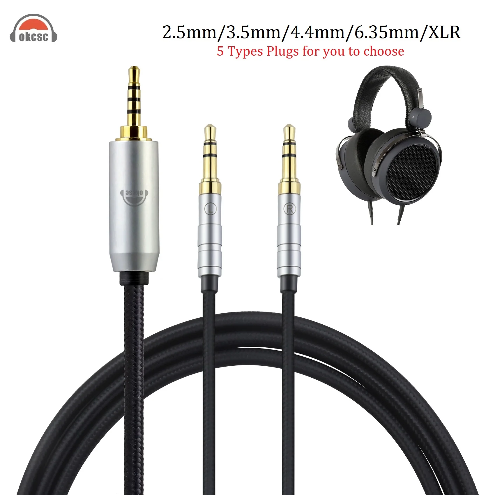 OKCSC Dual 3.5mm to XLR 4.4mm 3.5mm 2.5mm 6.35mm Plug 200cm HiFi Cable For  Hifiman HE4XX HE-350 HE1000 HE-400i HE560 Headphones - AliExpress