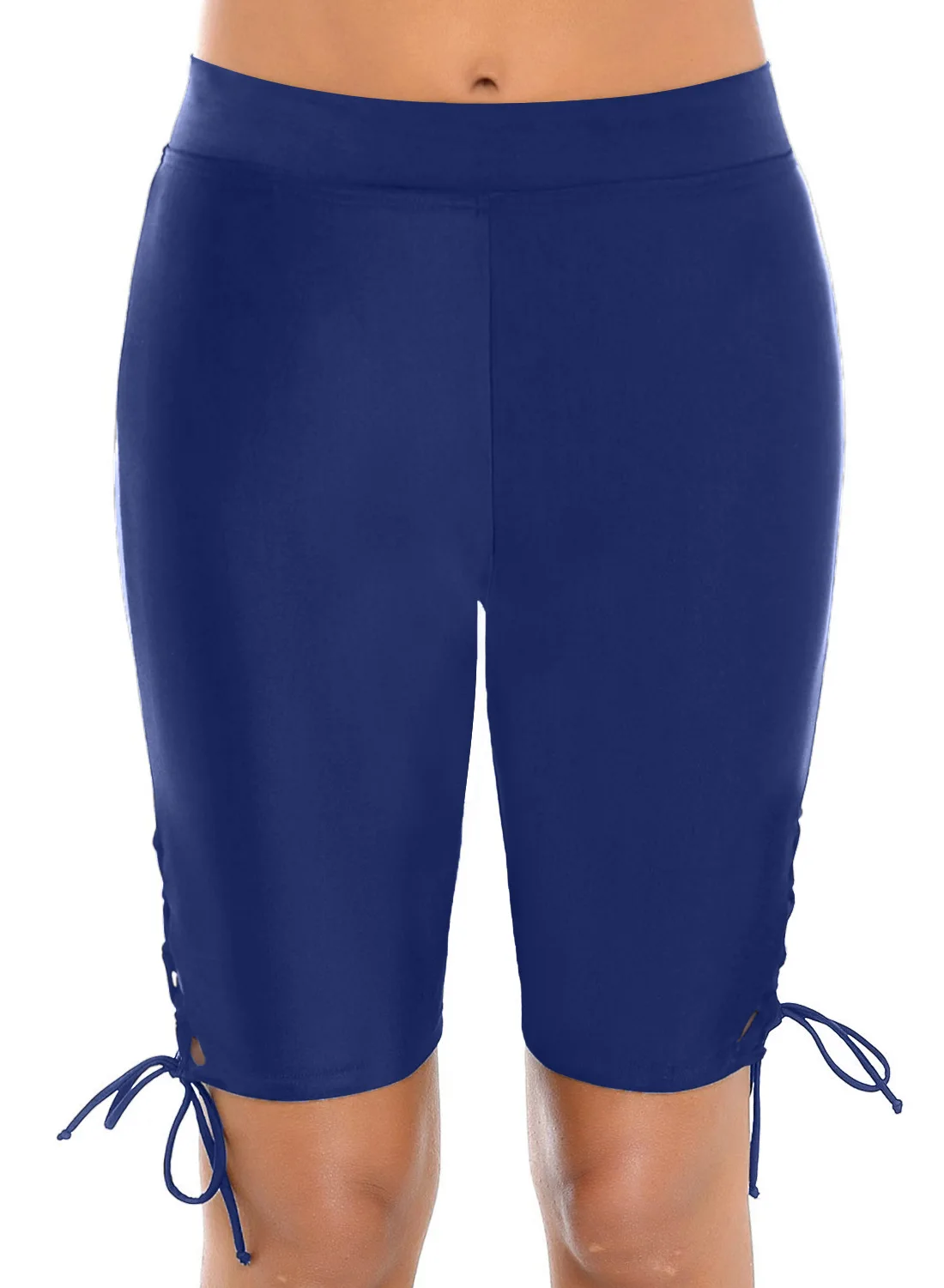 Giolshon Summer Women High Waist Swim Shorts Cropped Mid-Length Sport Surfing Leggings Swimwear Sun Protection Pants Slim Bottom