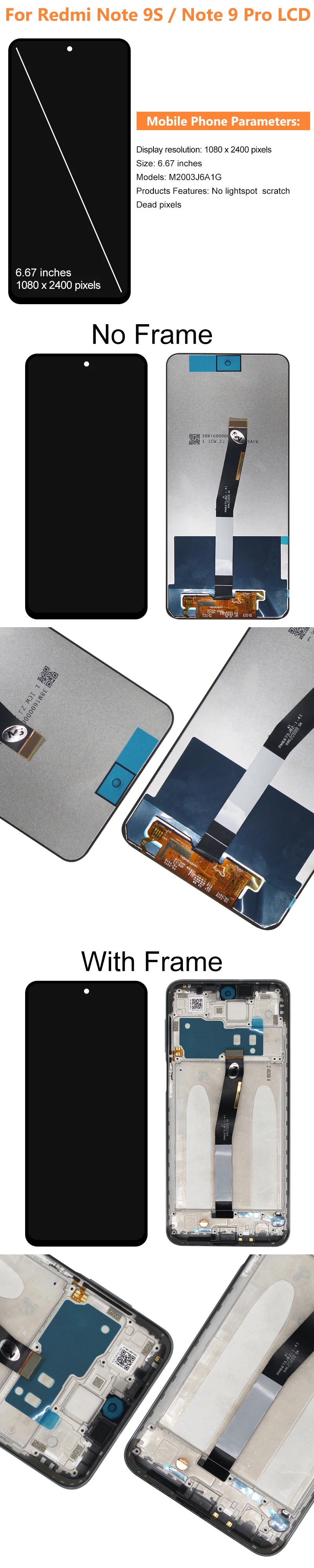 Display für Xiaomi Redmi Note 9 Pro LCD M2003J6B2G Touchscreen Digitizer Montage Ersatz für Redmi Note 9S M2003J6A1G LCD – Detail 1