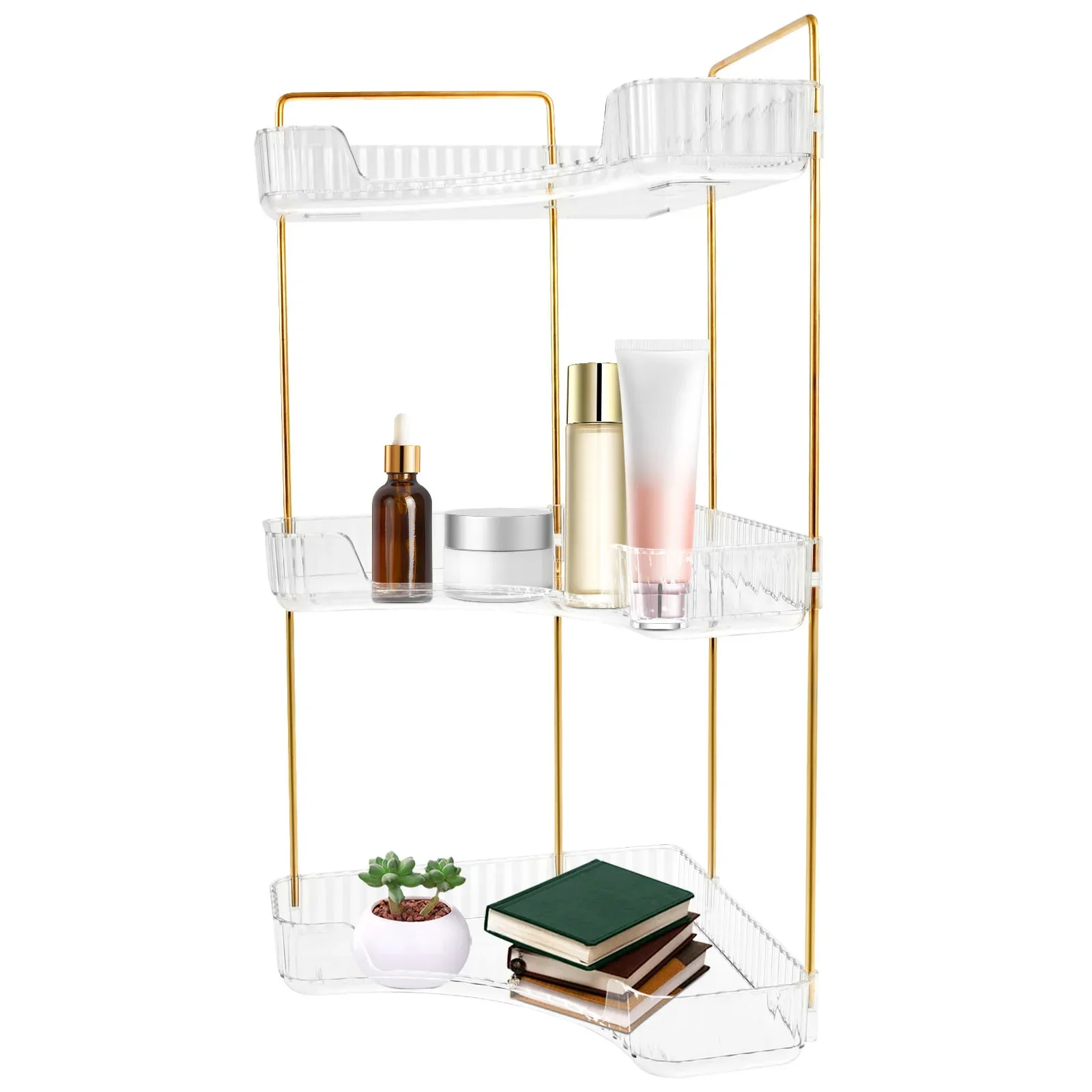 3 Layers Makeup Organizer Corner Desktop Cosmetic Rack Bathroom Clear Perfume Skin Care Product Storage Rack Multipurpose 5
