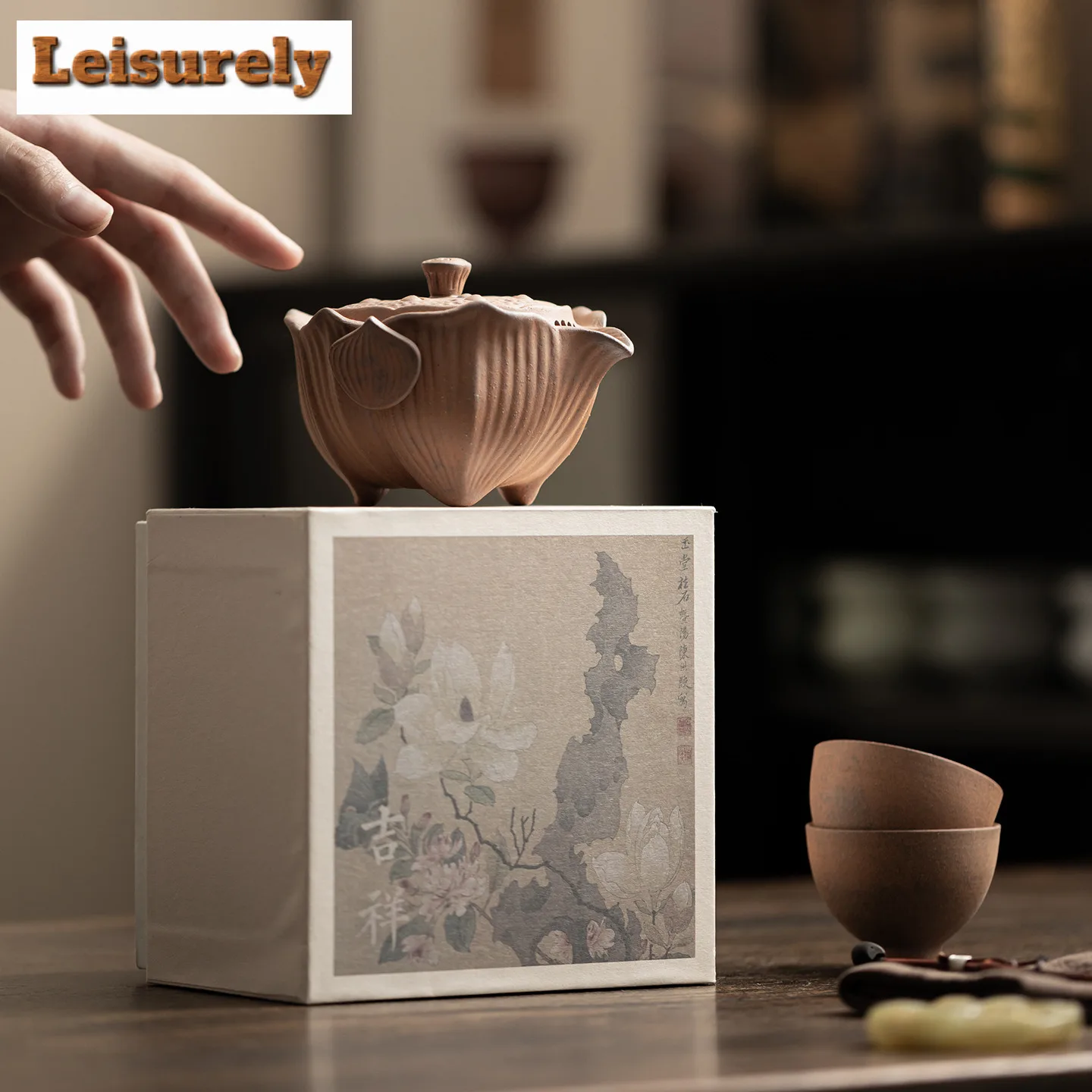 180ML Old Rock Clay Lotus Handheld Teapot Home Ceramic Non-Burning Filter Single Pot Gift Set Kung Fu Tea