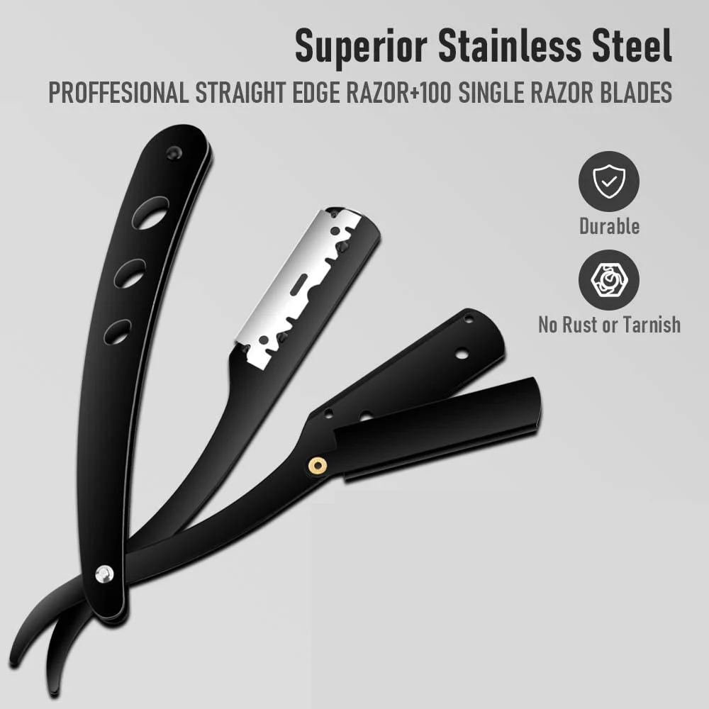 （ 1 Holder+10/20 Blades ）Straight shaver arm, men's folding manual shaver, men's shaver, razor sharp blade barber shop razor 2