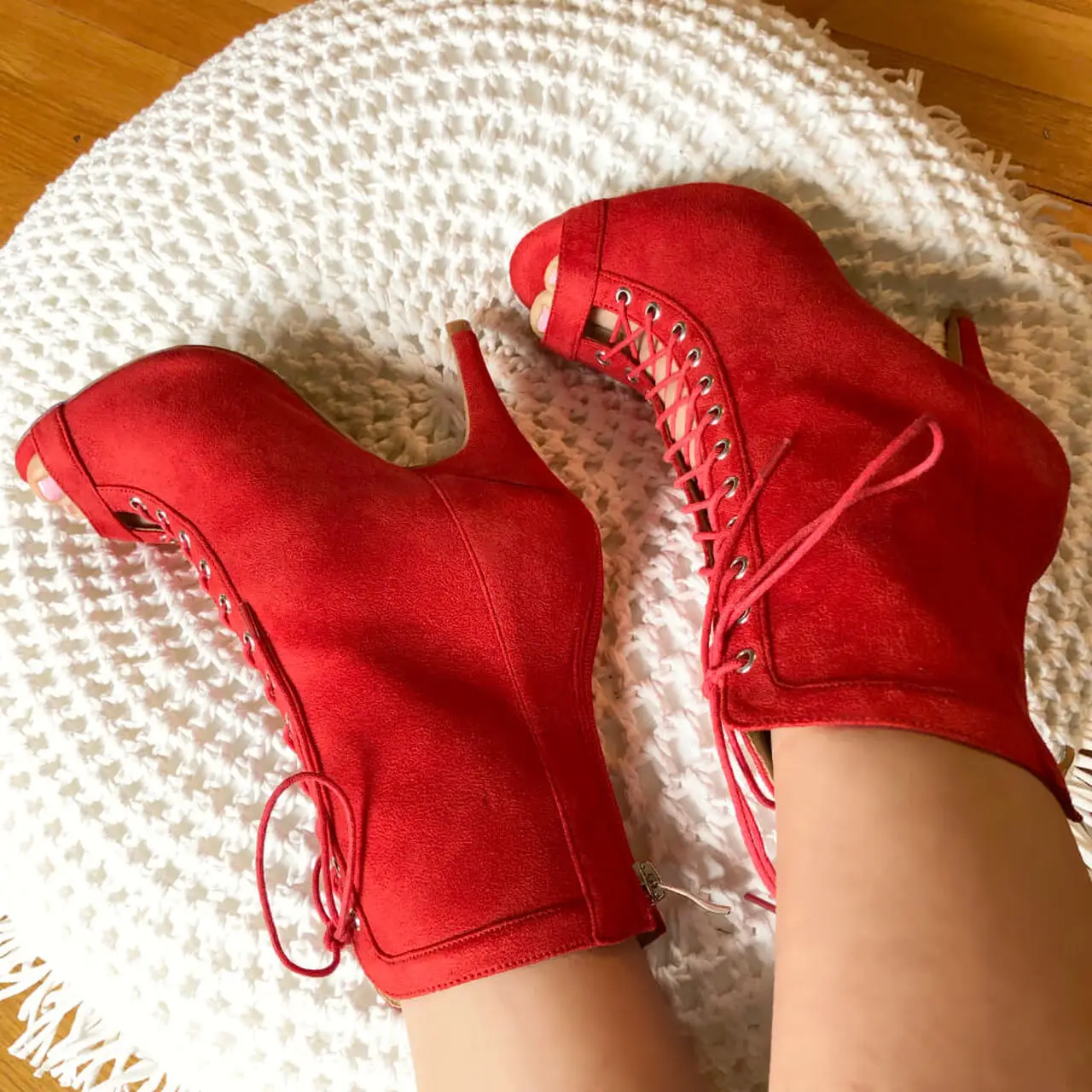Nuovo Arrivo Ebay Vendita Calda Spedizione Gratuita Pelle Scamosciata Rossa Tacco Alto Donna Jazz Scarpe Da Ballo Tango Latino