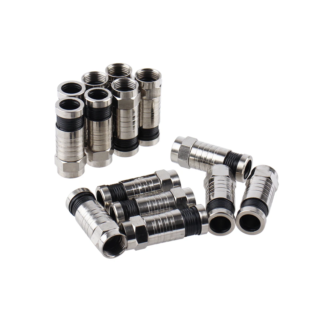 RG6 Compression Connectors Waterproof Connection F Compression Connector Coax Cable 10pcs 20pcs