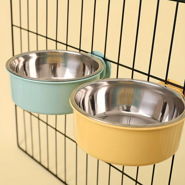 Hanging Dog Bowl Removable Stainless Steel Dog Food Bowl Water Bowl 2 In 1 Liftable Pet Cage Feeder Basin Pet Supplies 2