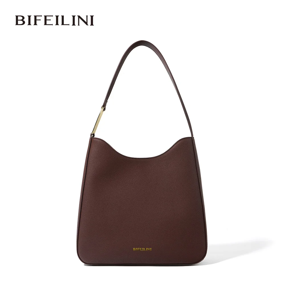 

Tote Bag for Women Simple Designer Handbag Cowhide Shoulder Underarm Bag Palm Print Real Leather Big Capacity BIFEILINI 2024 New