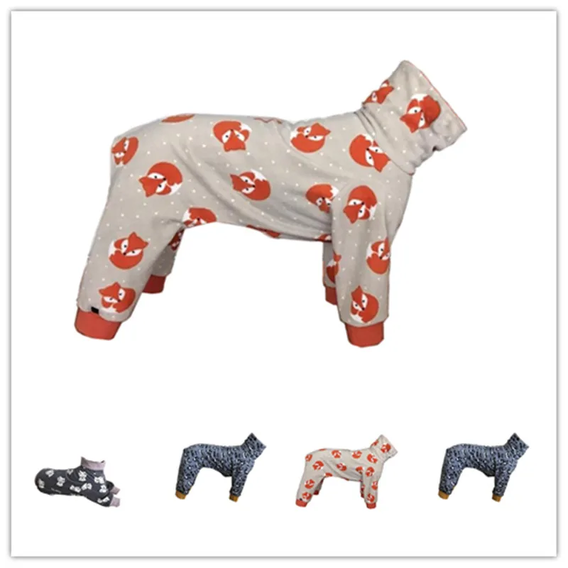 Autumn Winter Pet Clothes Dog Warm High Collar Printing Soft Comfortable Four-Legged Suit Jumpsuit | Дом и сад