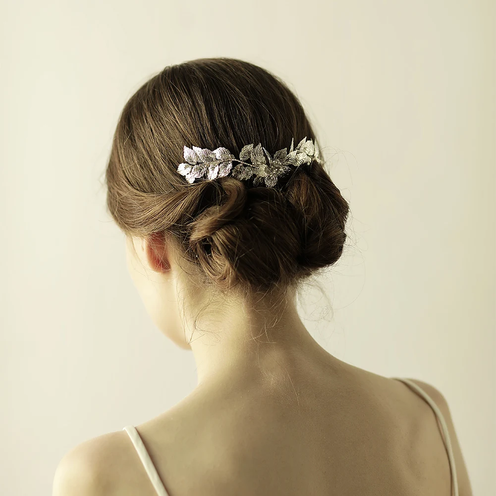 

O845 Exquisite Wedding Bridal Hair Comb Alloy Leaves Crystal Handmade Brides Headpiece Women Pageant Prom Hairwear