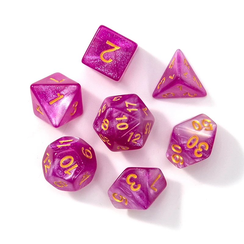 7Pcs D4/6/8/10/12/20 Multi-Sided Gem Dice Die For RPG Dungeons & Dragons DND D&D Games Set Random Color