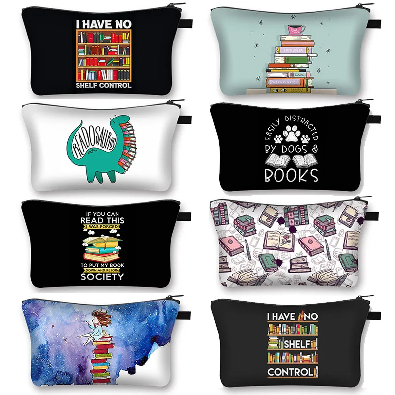 

Librarian Books Lover Cosmetic Case Women I Have No Self Control Makeup Bags for Travel Storage Bag Zipper Pouch Toiletry Bags