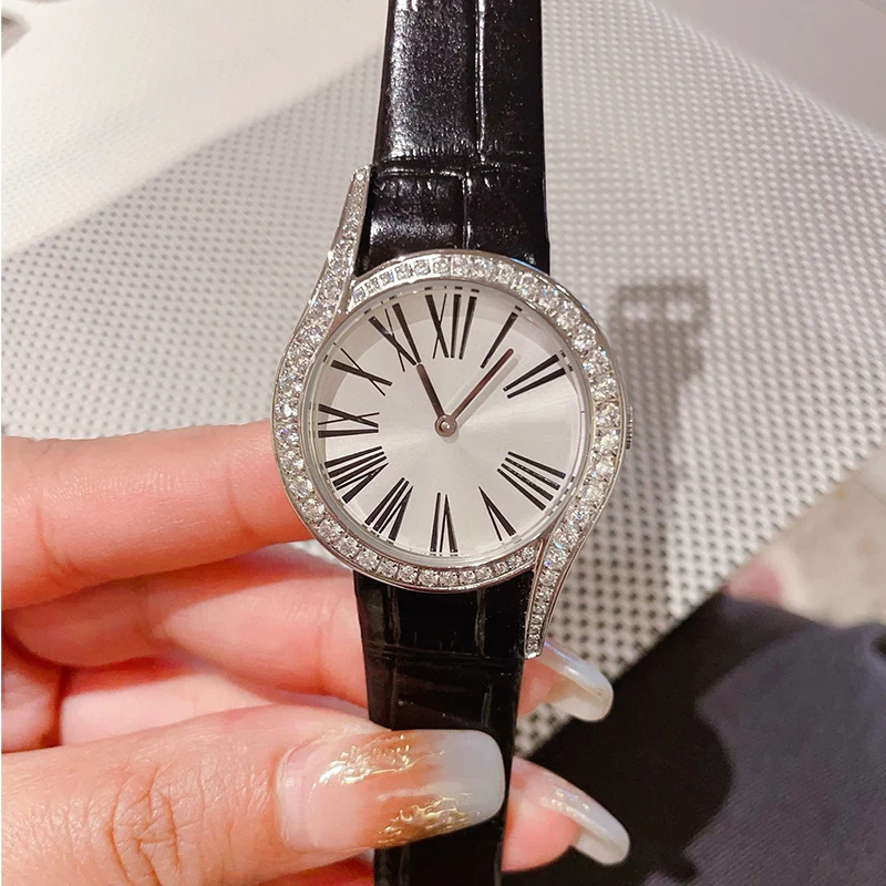 

Luxury 32MM rhinestone round watch fashion casual watch Roman alphabet temperament Shi Ying women's watch