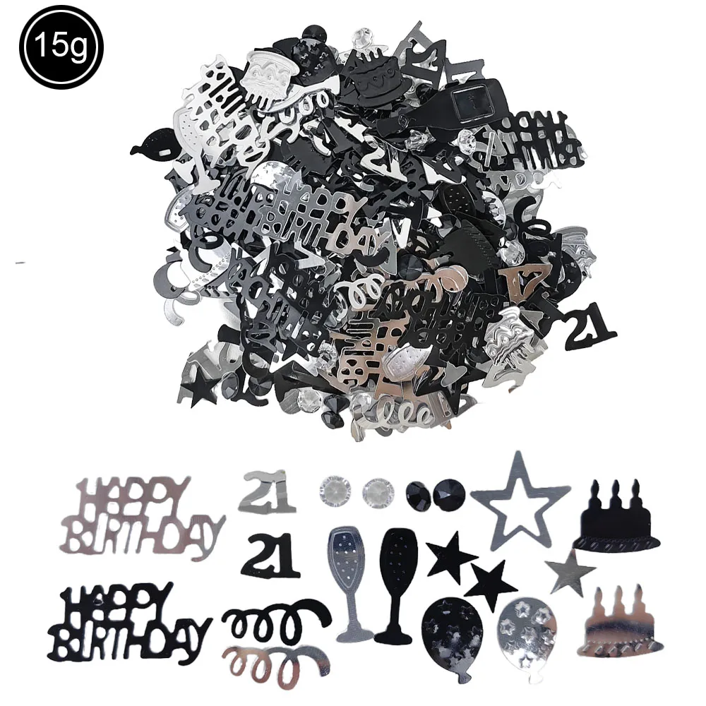 Rose Gold Happy Birthday & Anniversary Celebration Confetti with Foil Stars Sequins Table Decor