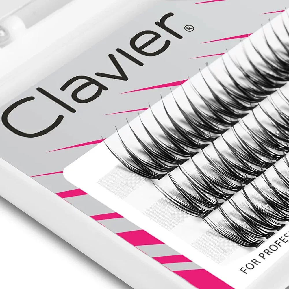 

Clavier Natural Cluster Eyelash BeVshape Fishtail Shape B Curling Lash 10D Silk Soft Eyelashes Professional Makeup Tools