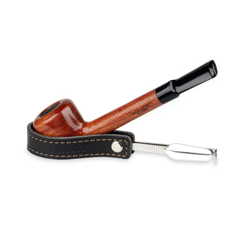 Leather Tobacco Smoke Pipes Holder Stand Bracket Rack with Stainless Steel Pipe Reamer Cleaner Tamper Tool Smoking Accessories tobacco smoking accessories