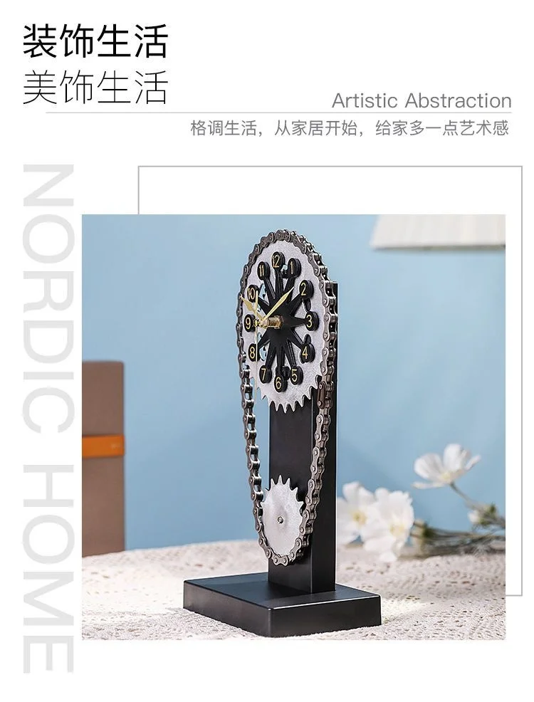 Description Picture 6 of itemVintage Rotating Gear Clock Ornament Antique Style Desktop Clocks Living Room Modern Table Decoration Home Vintage Room Decor