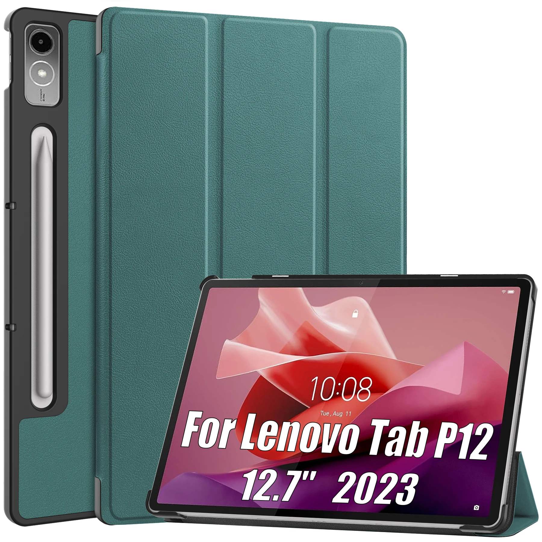 Smart Case Per Lenovo Tab P12 12.7 "2023 Cover A Tre Ante Leggera Con Supporto Auto Wake Pu Leather Per Tablet Lenovo Tab P12