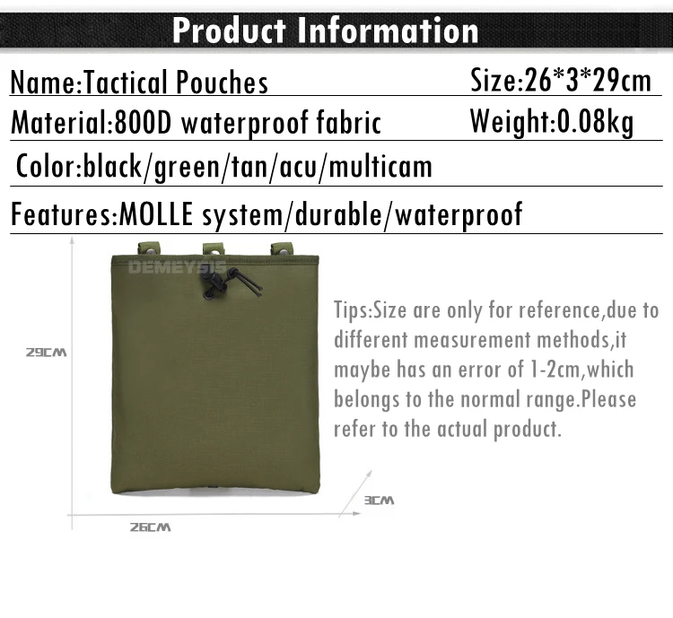 Description Picture 3 of itemTactical Molle Dump Magazine Pouch Mag Drop Pouches Hunting CS Gun Ammo EDC Bag Recycling Storage Bag