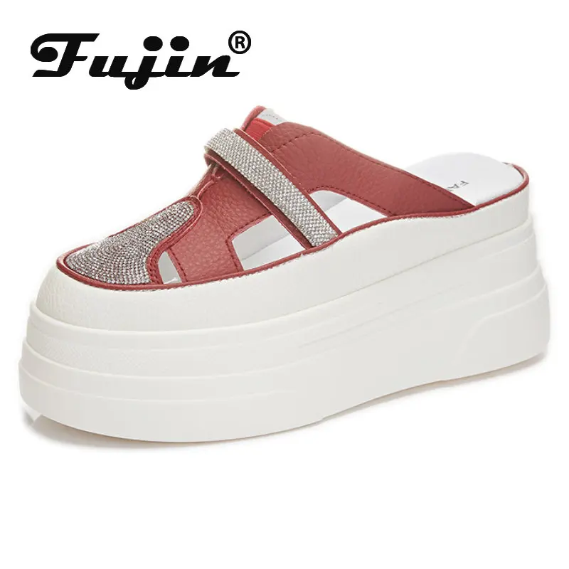 fujin-85cm-rhinestone-hollow-genuine-leather-slippers-women-chunky-sneakers-platform-sandals-breathable-fashion-summer-shoes