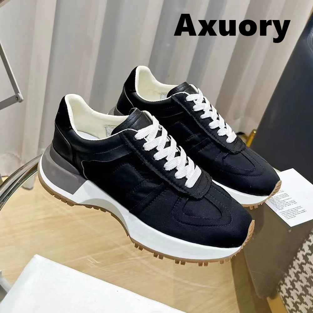 

2024 New Women's sports shoes Solid color Thick bottom Genuine leather space cotton LIGHTWEIGHT Lace-up Top Quality