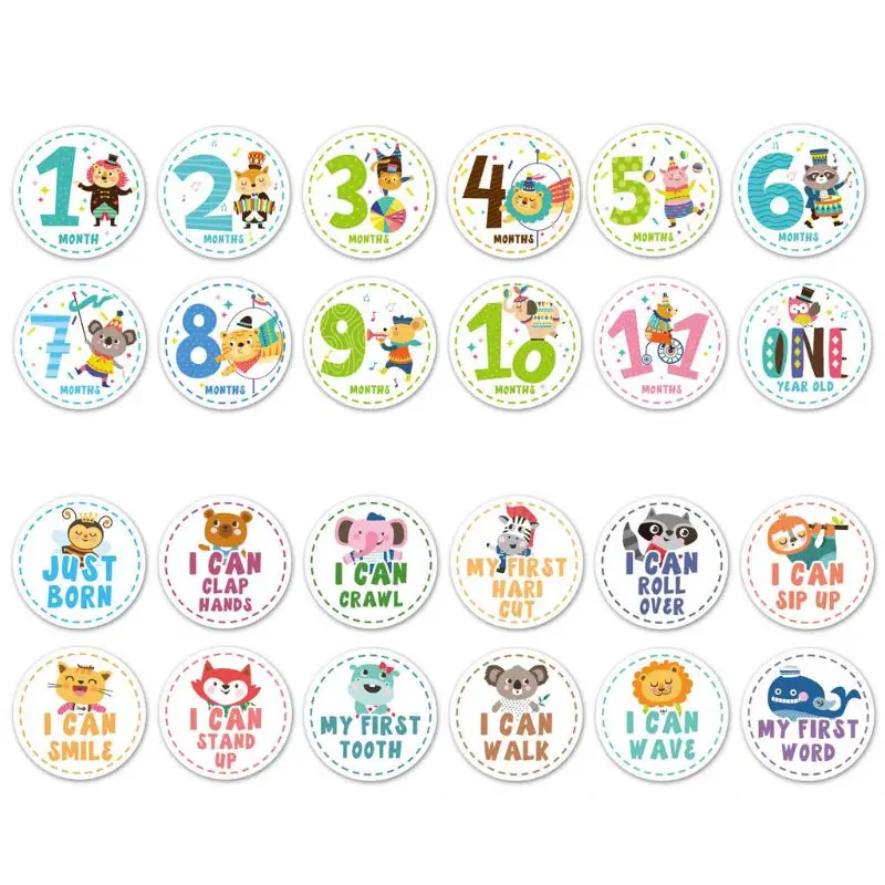 

Monthly Photograph Stickers Fun Month 1-12 Milestone Clothes Decoration Stickers