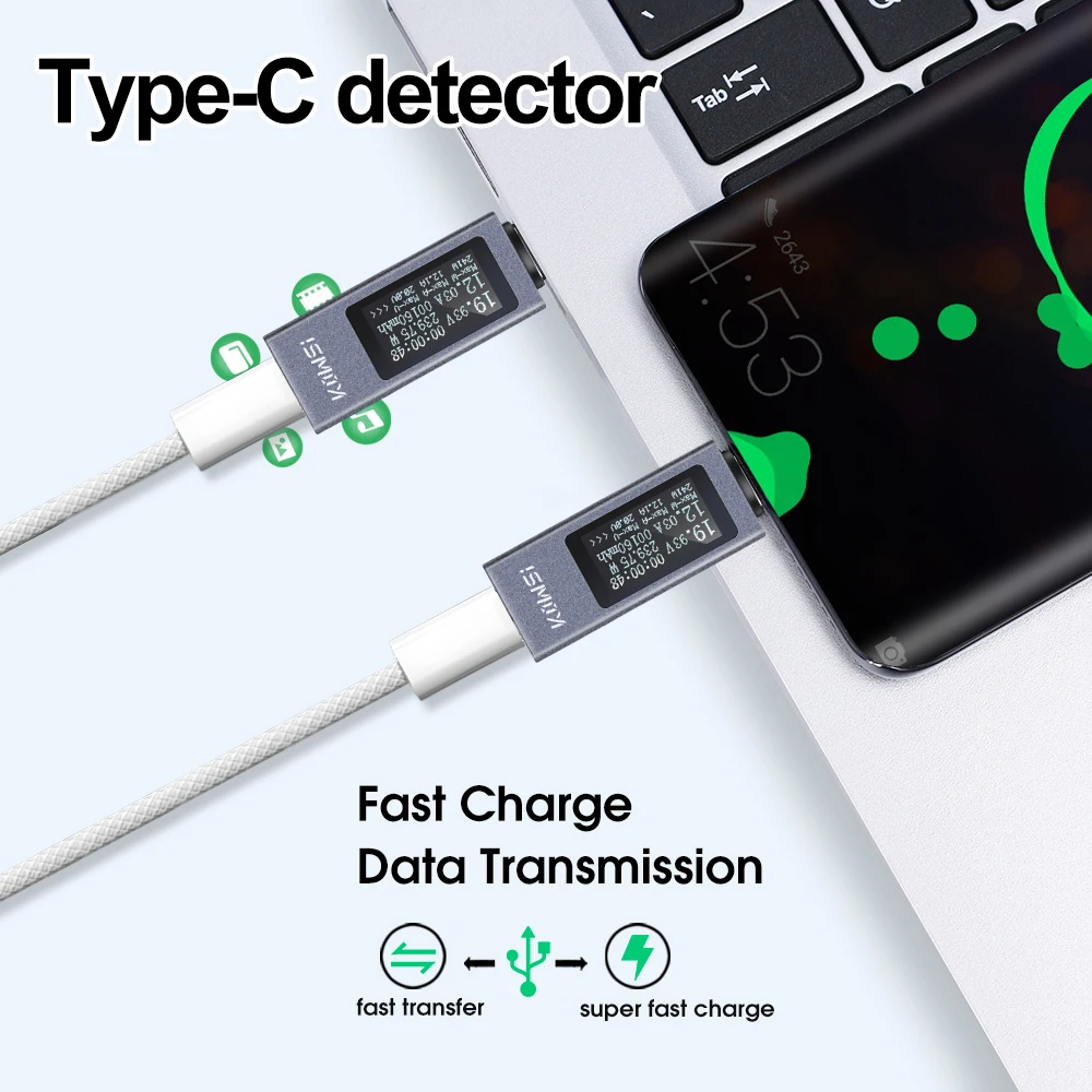 USB Type C Current Voltage Monitor Power Meter Tester Universal Mobile Phone Charger Power Detector for iPhone 15 Samsung Xiaomi