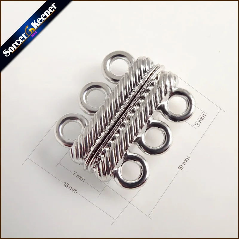 Schmuckherstellung Zubehör 5 Stück Gestreiftes Muster Geschnitzte 3-reihige Armband-Magnetverschlüsse 16 * 19 mm CSA53 – Detail 7