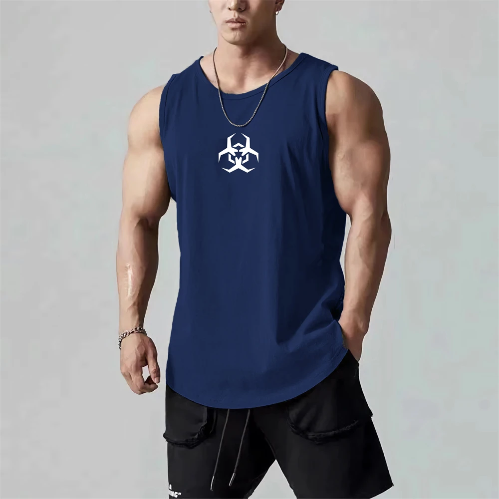 Description Picture 4 of itemSummer Sleeveless Men T Shirt Gym Workout Breathable Printed Vest Fitness Basketball Tank Tops O Neck Sportswear Men's Clothing