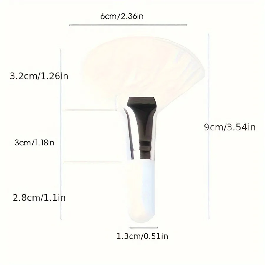 1pc Fanned Makeup Brush, Salon Quality, Soft Mini Facial Foam Brush Applicator, Portable, White