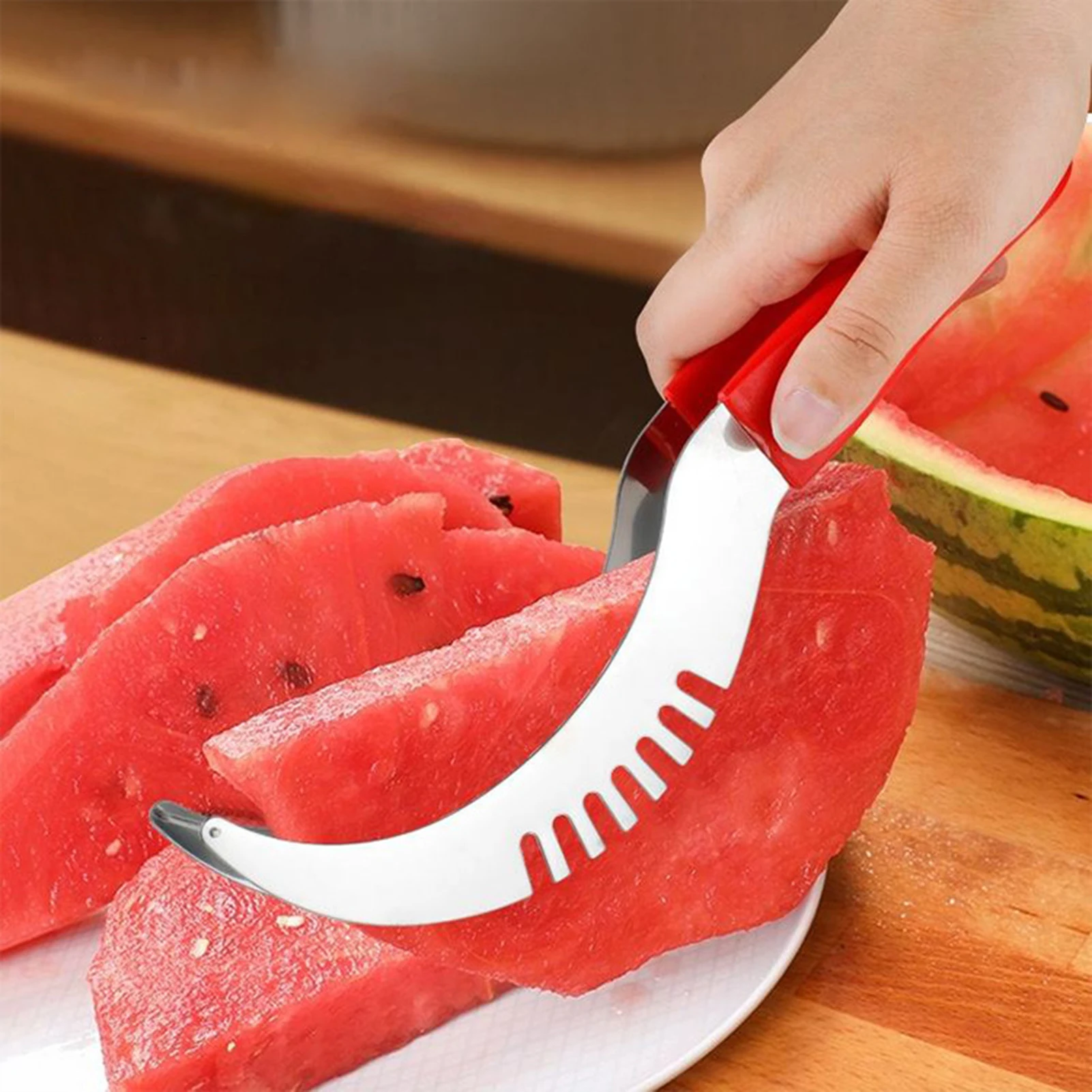 Stainless Steel Watermelon Melons Cutter Easy Using Fruits Slicing Tool For Outdoor Picnics