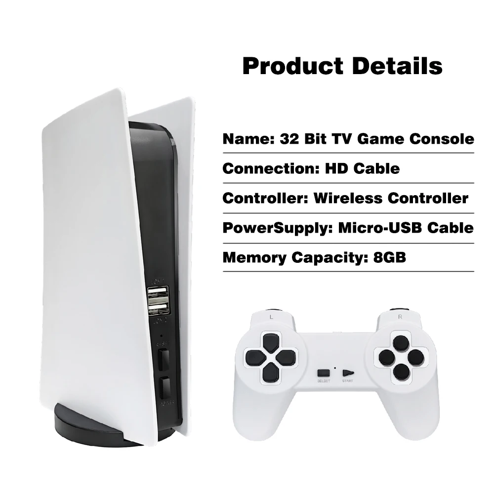 8G 32Bit GS5 Pro 4K HD Game Stick Mini TV Video Game Console Wireless Plug&Play Retro Classic Emulator Gamepad