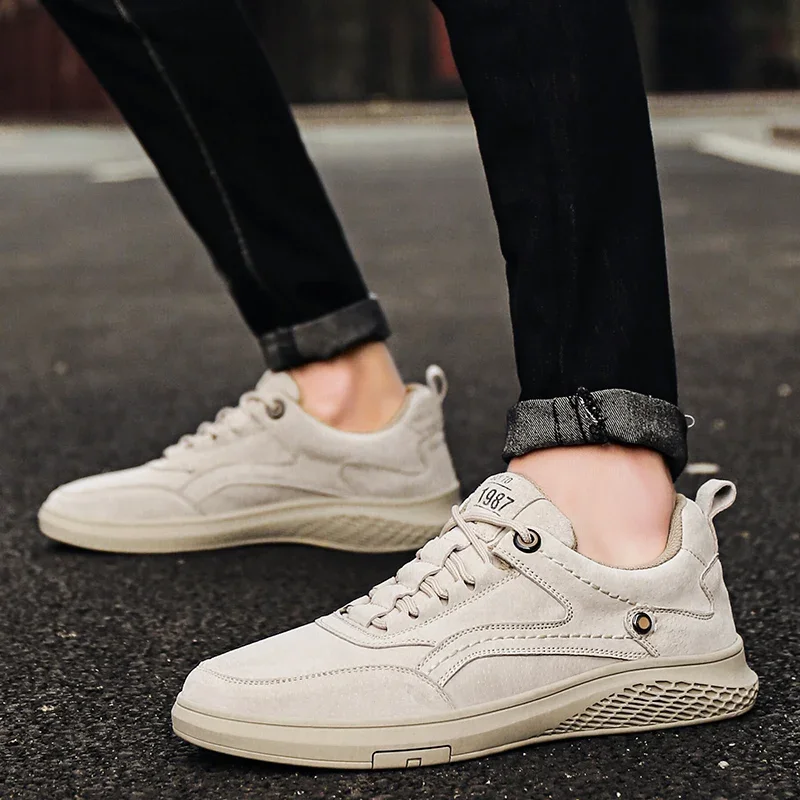 Mens Shoes Genuine Leather Casual Breathable Autumn Lace Up Loafers Outdoor Oxfords Sneakers