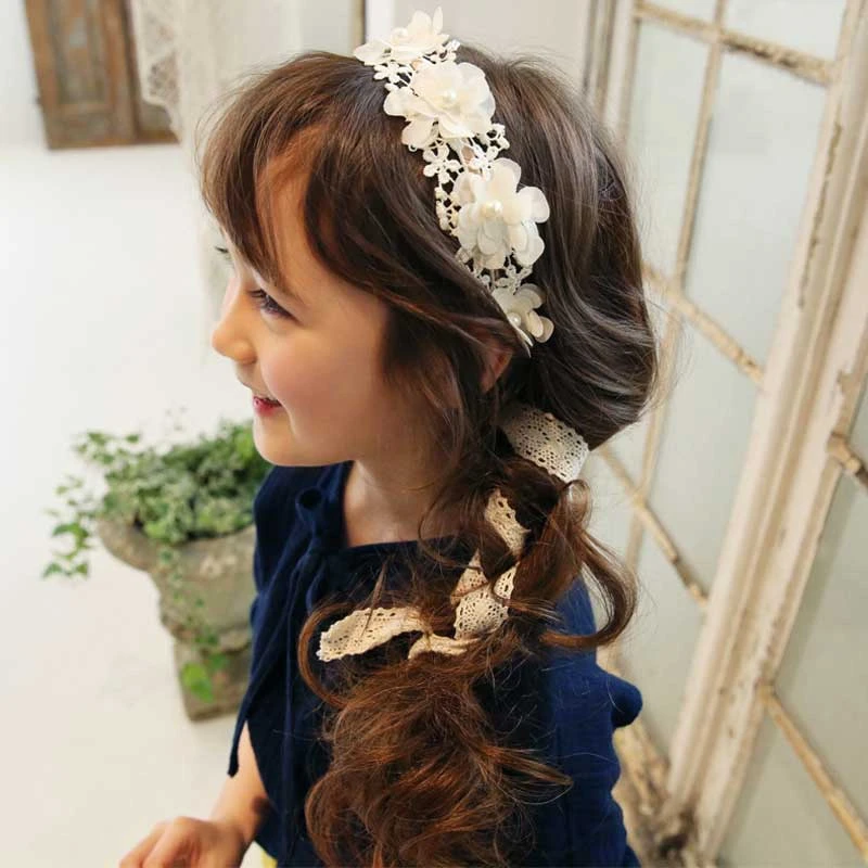 Hair Accessories Girls Flowers Ribbon | Hair Band Girl Kids Wedding White -  Lace - Aliexpress
