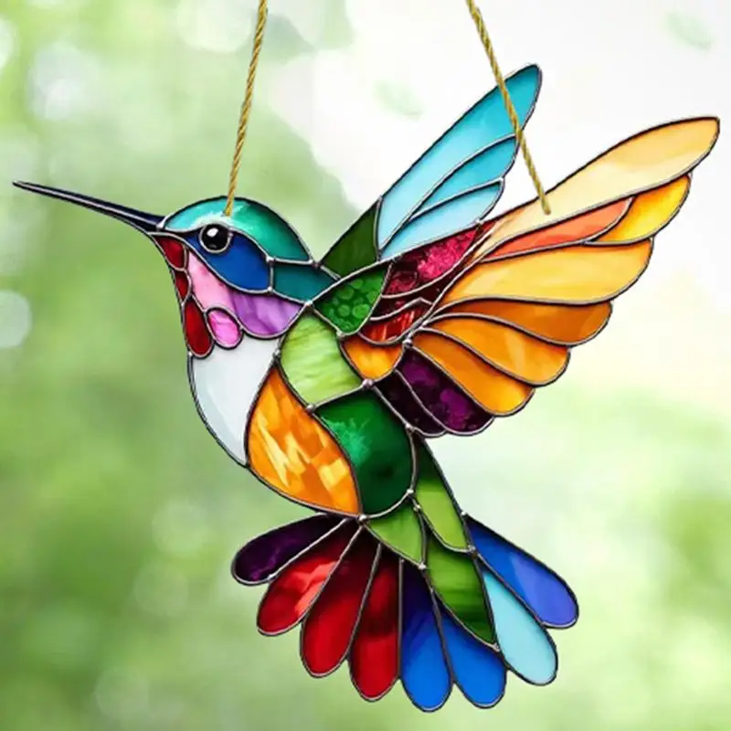 Acrylic bird sun catcher home decor stained window hanging sunshade room door wall decoration