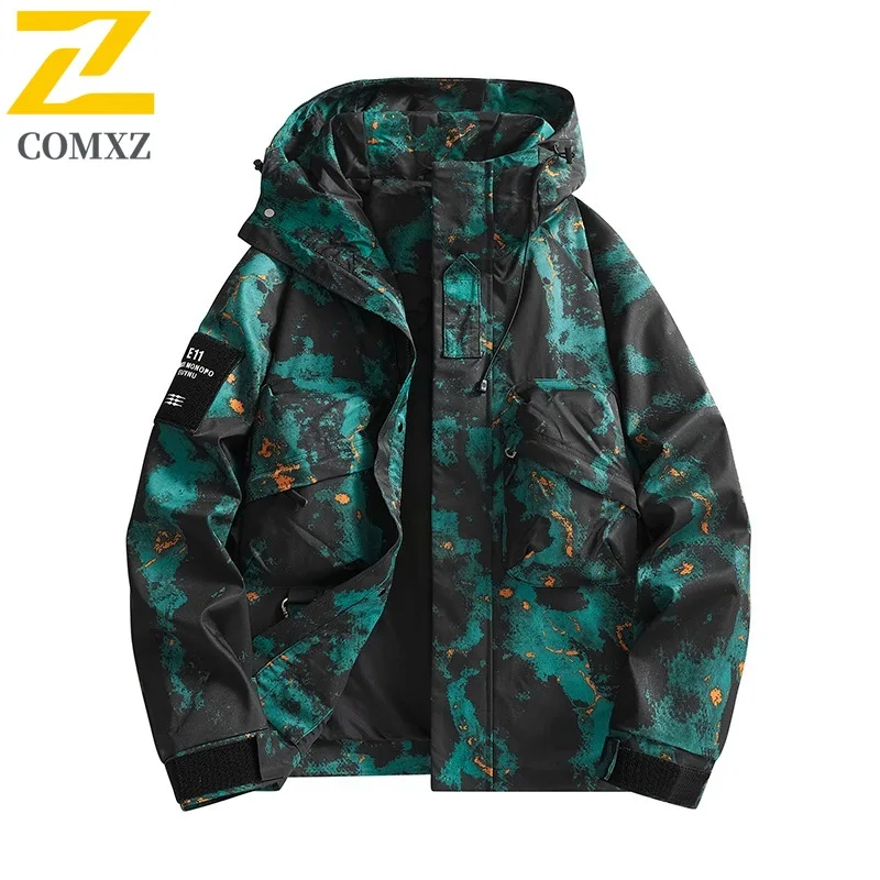 COMXZ Outdoor Adventure Men Jacket Hooded Wind Resistant Motorcycle Coat Casual Urban Style Light Autumn New Men Apparel